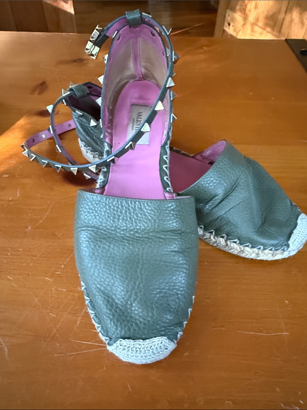 Valentino rockstud leather espadrilles 38